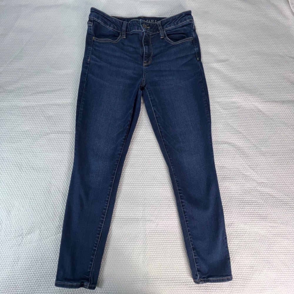American Eagle Women Jegging Dark Wash Indigo Skinny Jeans Size 14 Regular